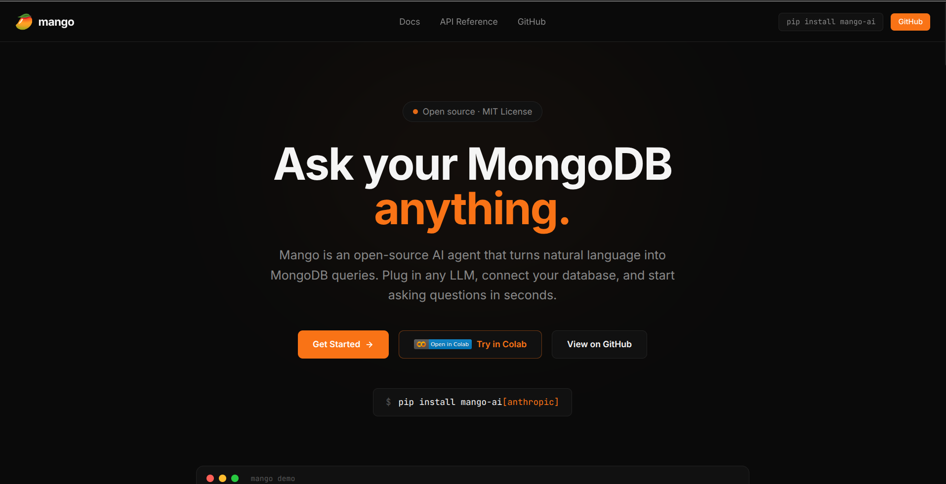 Mango — AI Agent for MongoDB